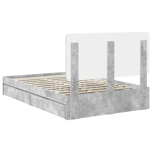 Κρεβάτι Αποθήκης Σκυρόδεμα Γκρι 120 x 190 cm Επεξεργασμένο Ξύλο - Pakobazaar
