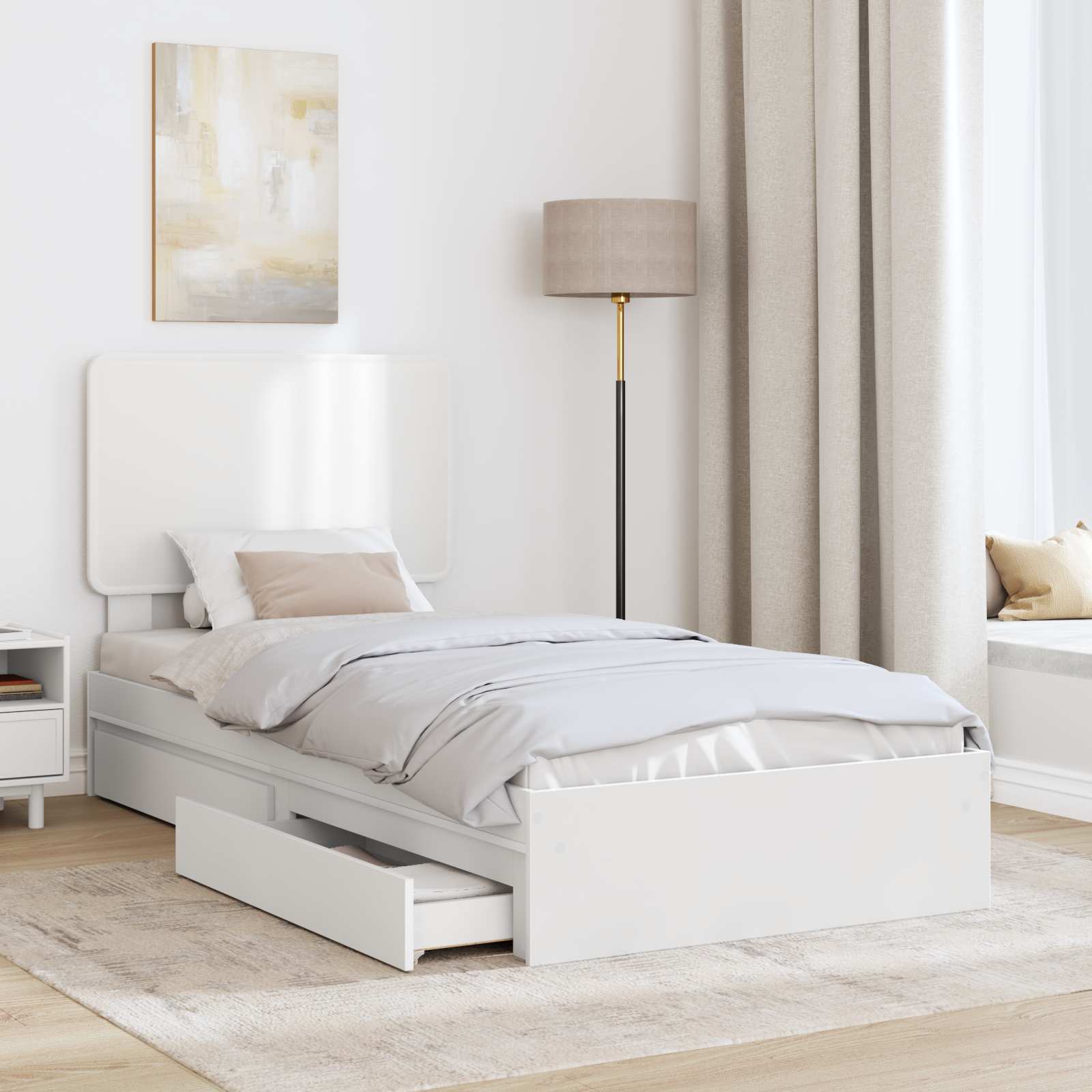 Κρεβάτι Αποθήκης Λευκό 90 x 200 cm Επεξεργασμένο ξύλο