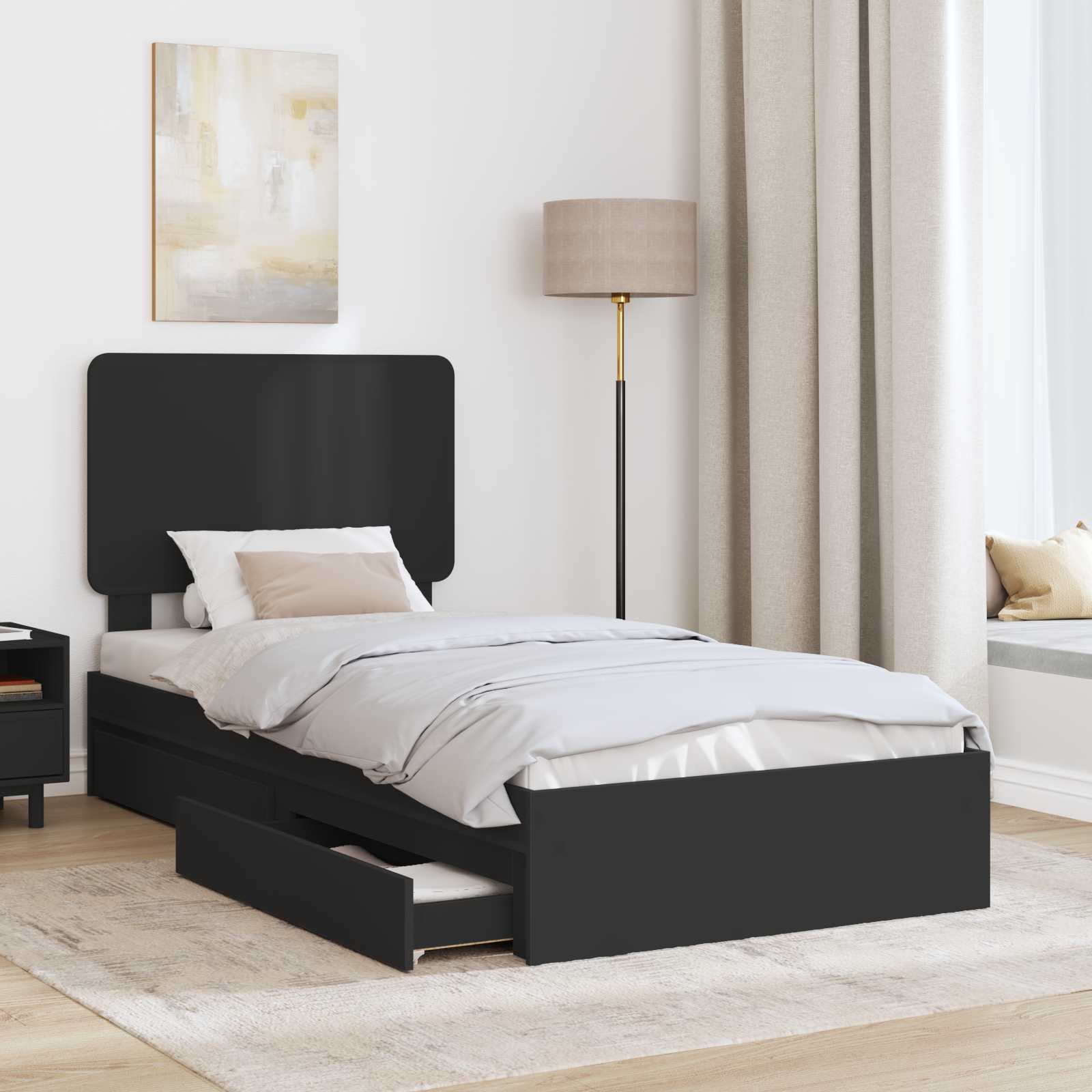 Κρεβάτι Αποθήκης Μαύρο 75 x 190 cm Επεξεργασμένο ξύλο