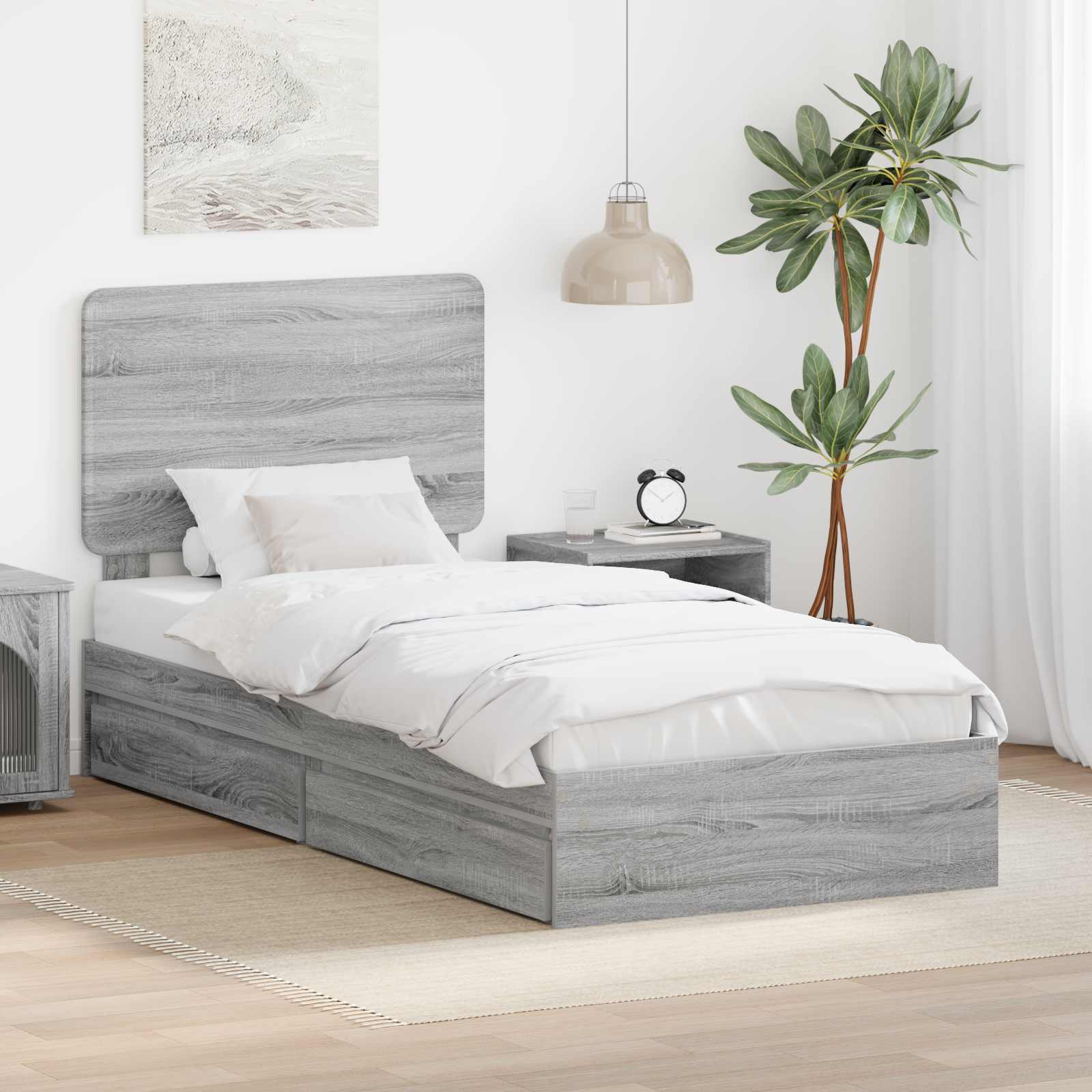 Κρεβάτι Αποθήκης Γκρίζο Σονομα 75 x 190 cm Επεξεργασμένο ξύλο