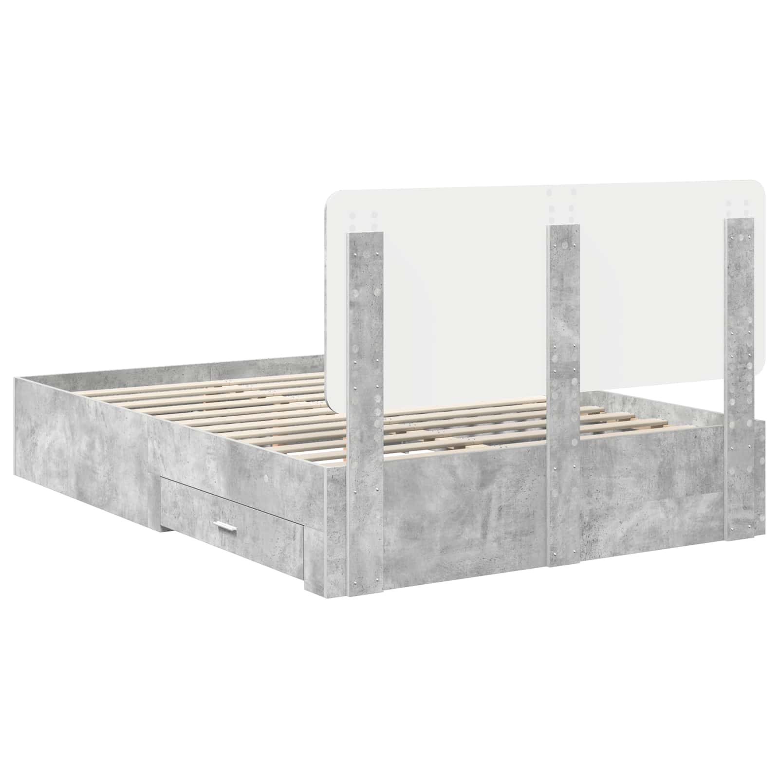 Σκελετός Κρεβατιού με κεφαλάρι Σκυρόδεμα Γκρι 150 x 200 cm