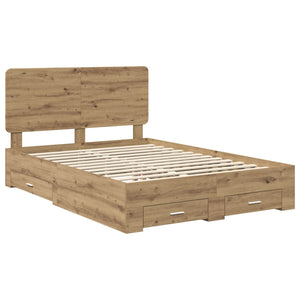 Σκελετός Κρεβατιού Artisan Oak 140 x 200 cm Επεξεργασμένο Ξύλο