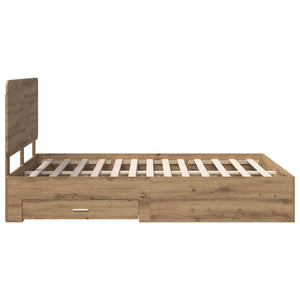 Σκελετός Κρεβατιού Artisan Oak 140 x 200 cm Επεξεργασμένο Ξύλο