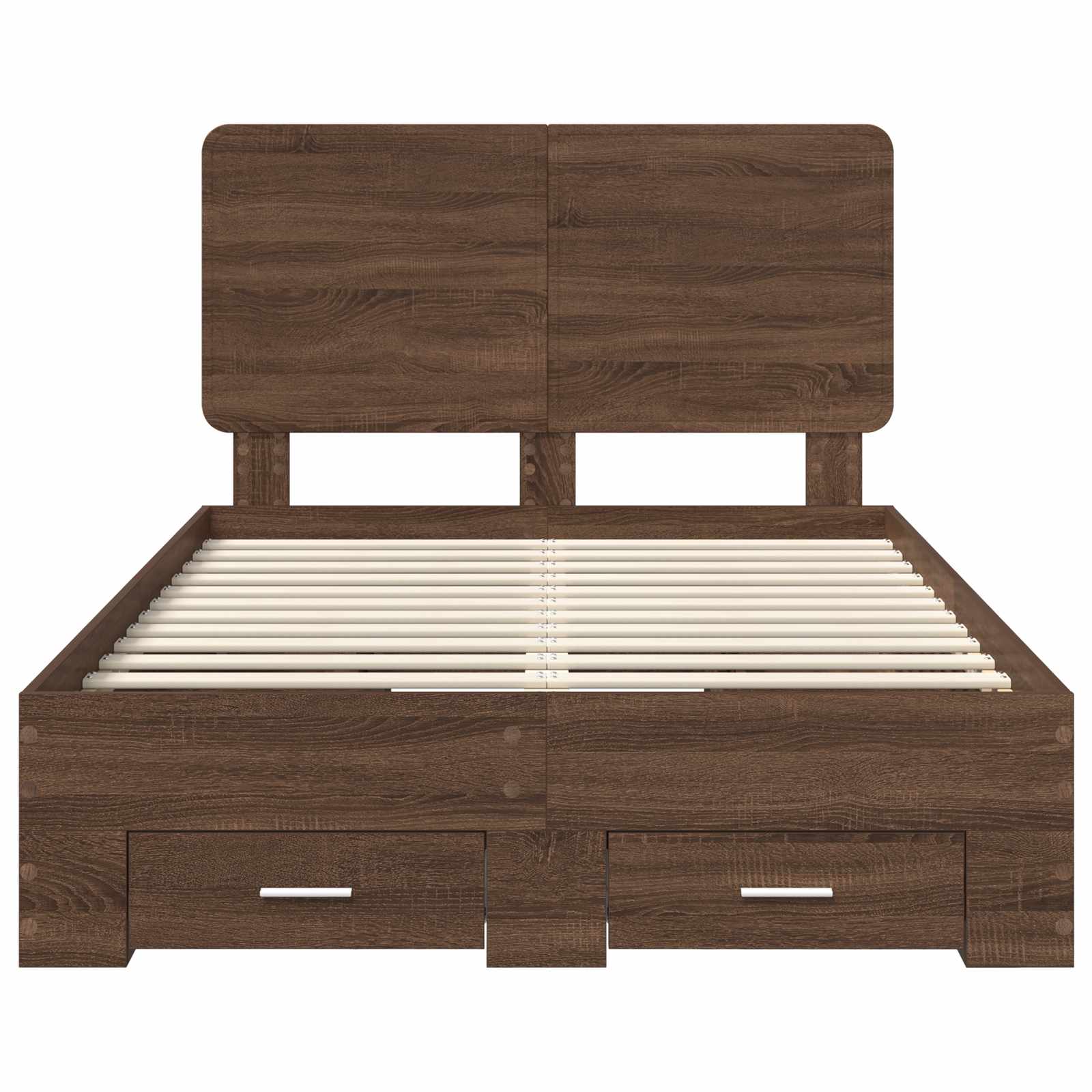 Σκελετός Κρεβατιού Καφέ δρυς 135 x 190 cm Επεξεργασμένο Ξύλο - Pakobazaar