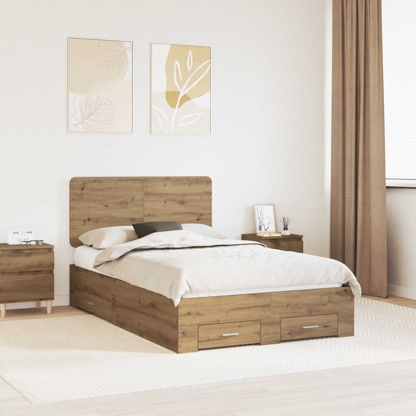 Σκελετός Κρεβατιού Artisan Oak 120 x 200 cm Επεξεργασμένο ξύλο - Pakobazaar