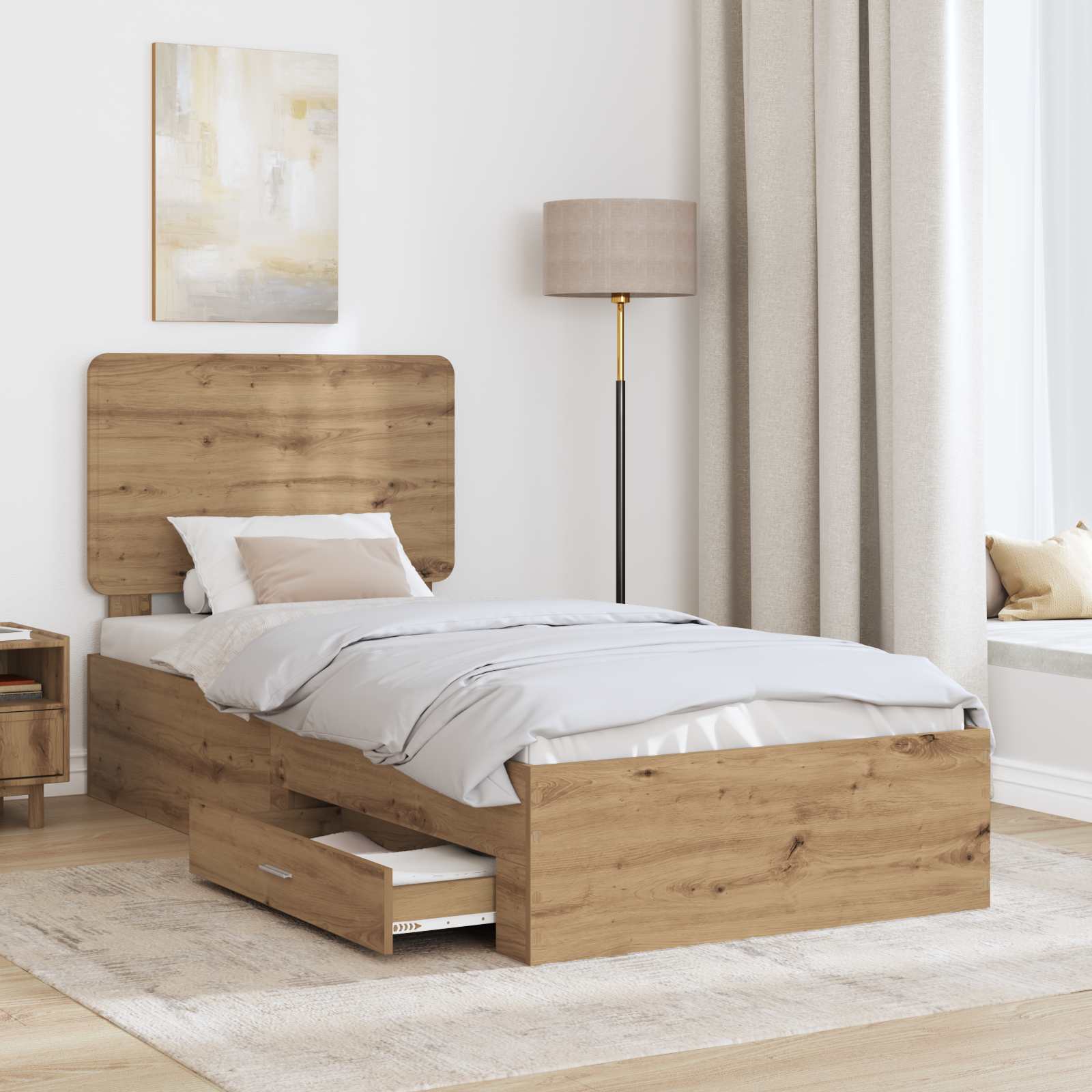 Σκελετός Κρεβατιού Artisan Oak 90 x 200 cm Επεξεργασμένο ξύλο
