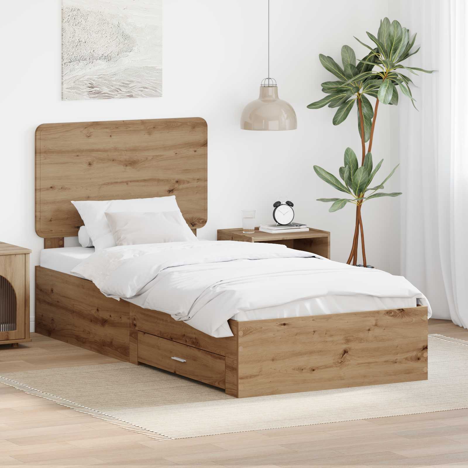 Σκελετός Κρεβατιού Artisan Oak 90 x 190 cm Επεξεργασμένο ξύλο