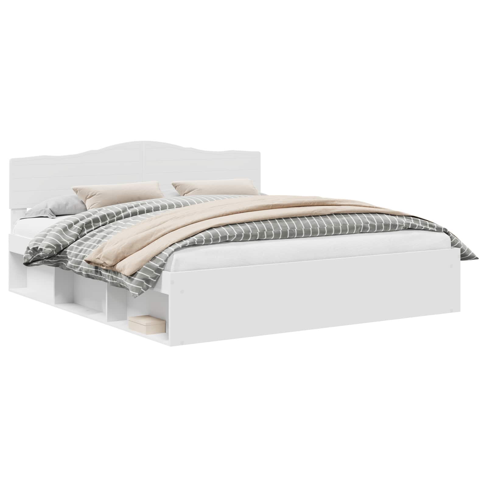 Σκελετός Κρεβατιού Λευκό 200 x 200 cm Στερεά ξυλεία πεύκου - Pakobazaar