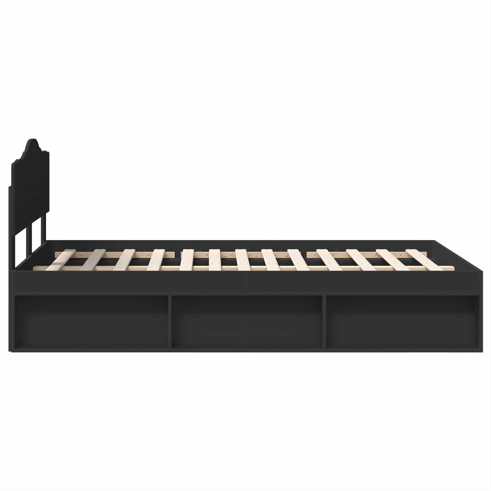 Σκελετός Κρεβατιού Μαύρο 135 x 190 cm Στερεά ξυλεία πεύκου
