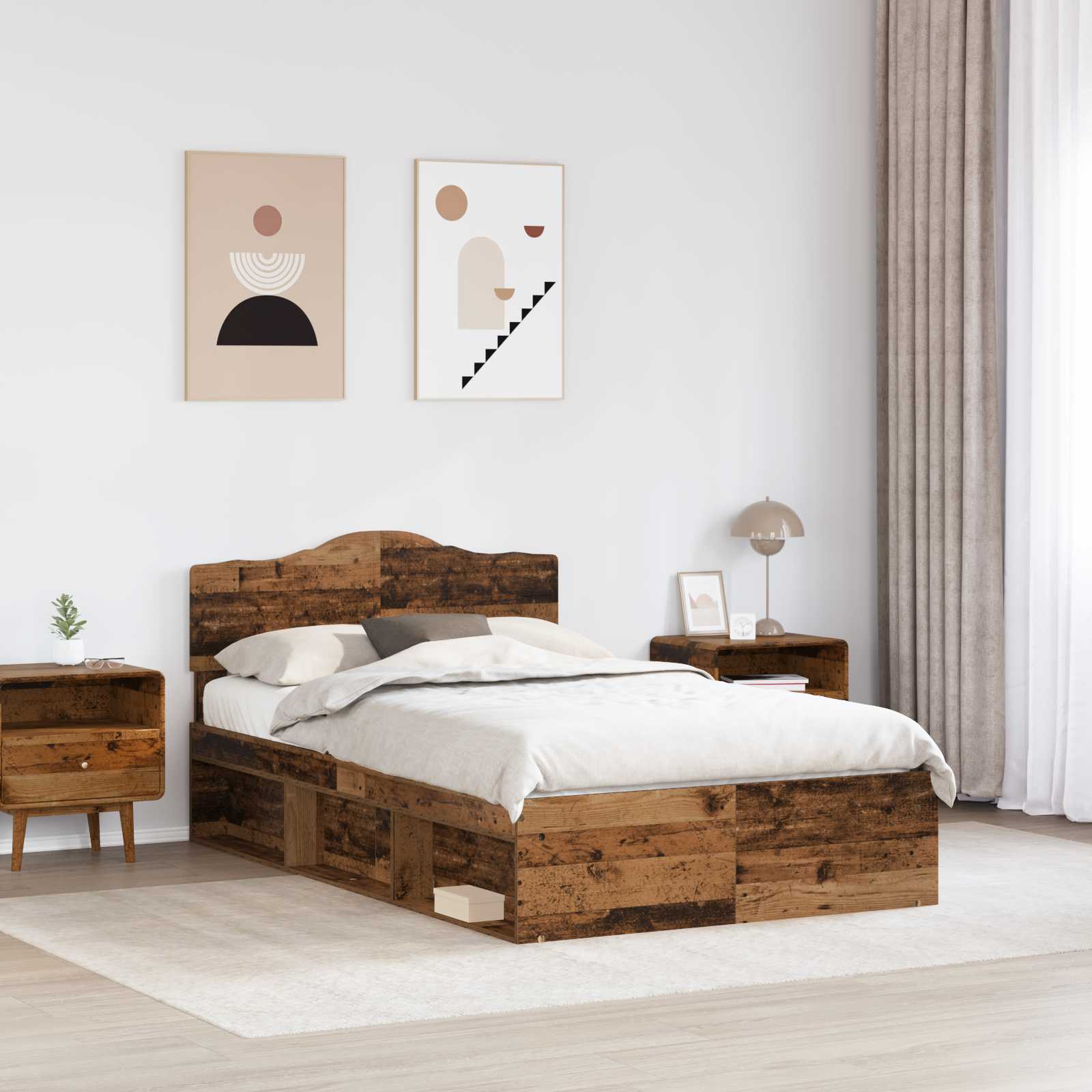 Σκελετός Κρεβατιού Παλιό ξύλο 120 x 190 cm Στερεά ξυλεία πεύκου
