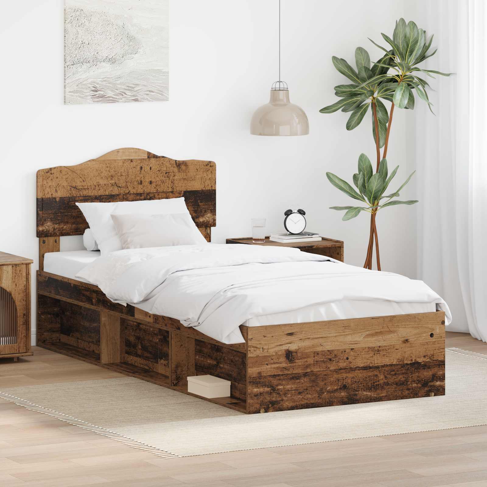 Σκελετός Κρεβατιού Παλιό ξύλο 90 x 190 cm Στερεά ξυλεία πεύκου