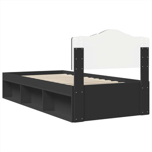 Σκελετός Κρεβατιού Μαύρο 75 x 190 cm Στερεά ξυλεία πεύκου