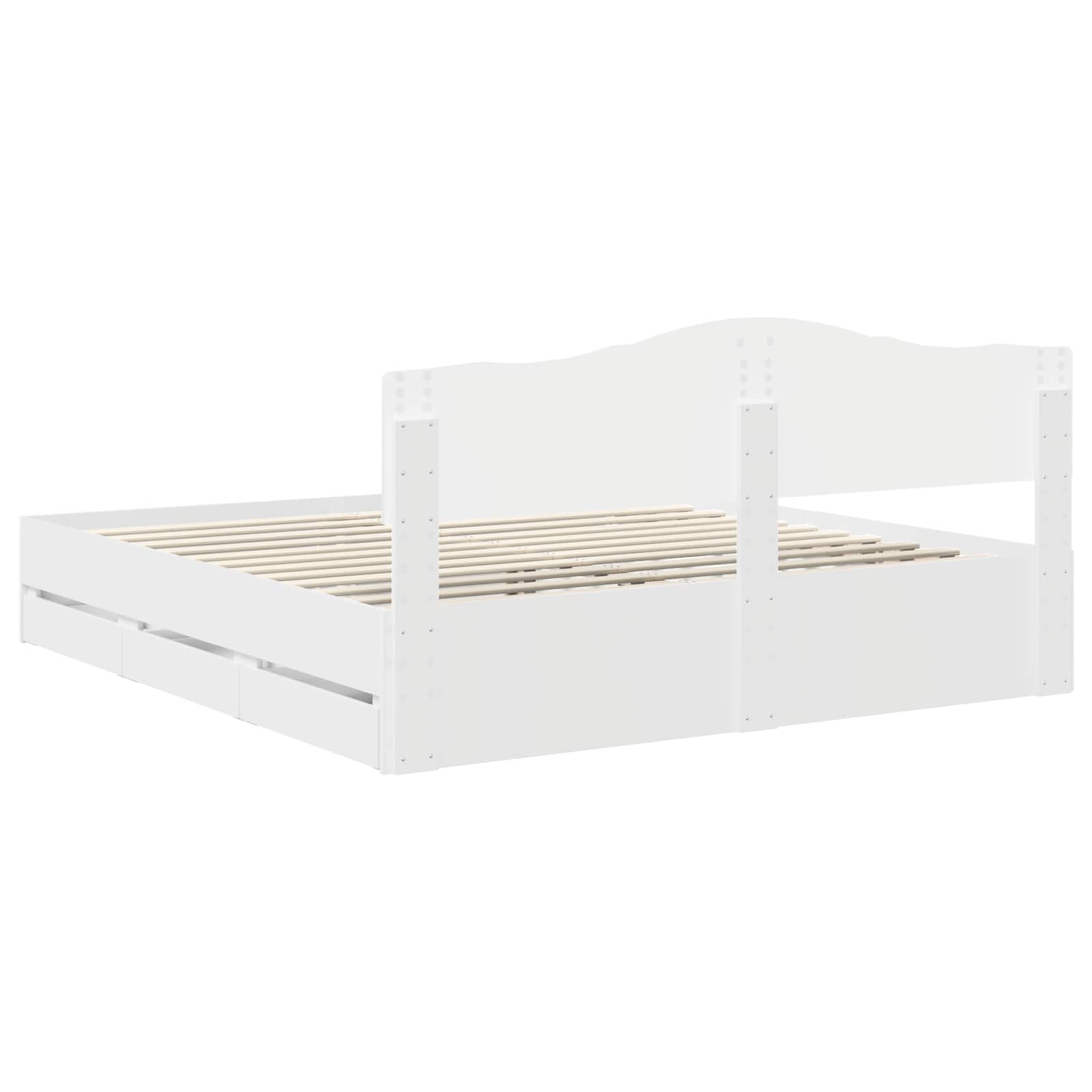 Σκελετός Κρεβατιού Λευκό 180 x 200 cm Μηχανήματος Ξύλο