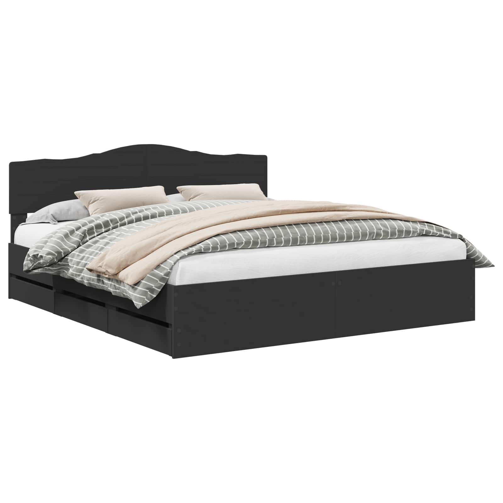 Σκελετός Κρεβατιού Μαύρο 180 x 200 cm Μηχανήματος Ξύλο