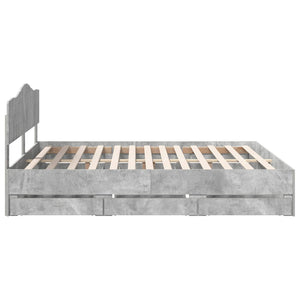 Σκελετός Κρεβατιού Σκυρόδεμα Γκρι 180 x 200 cm Μηχανήματος Ξύλο