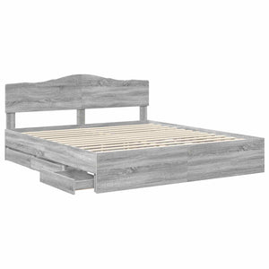 Σκελετός Κρεβατιού Γκρίζο Σονομα 180 x 200 cm Μηχανήματος Ξύλο