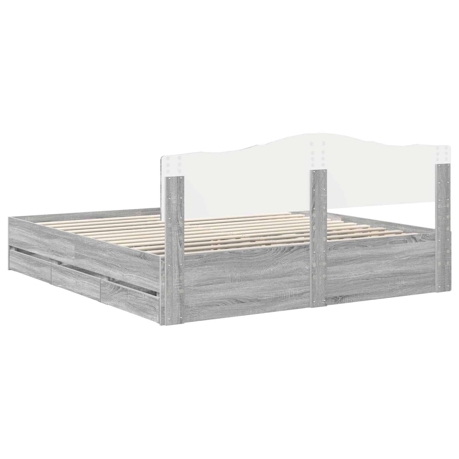 Σκελετός Κρεβατιού Γκρίζο Σονομα 180 x 200 cm Μηχανήματος Ξύλο