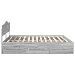 Σκελετός Κρεβατιού Γκρίζο Σονομα 180 x 200 cm Μηχανήματος Ξύλο