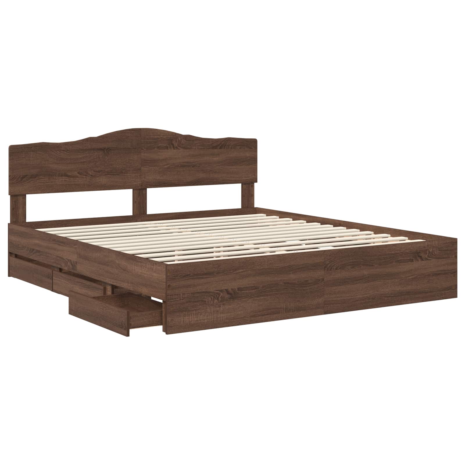 Σκελετός Κρεβατιού Καφέ δρυς 180 x 200 cm Μηχανήματος Ξύλο - Pakobazaar