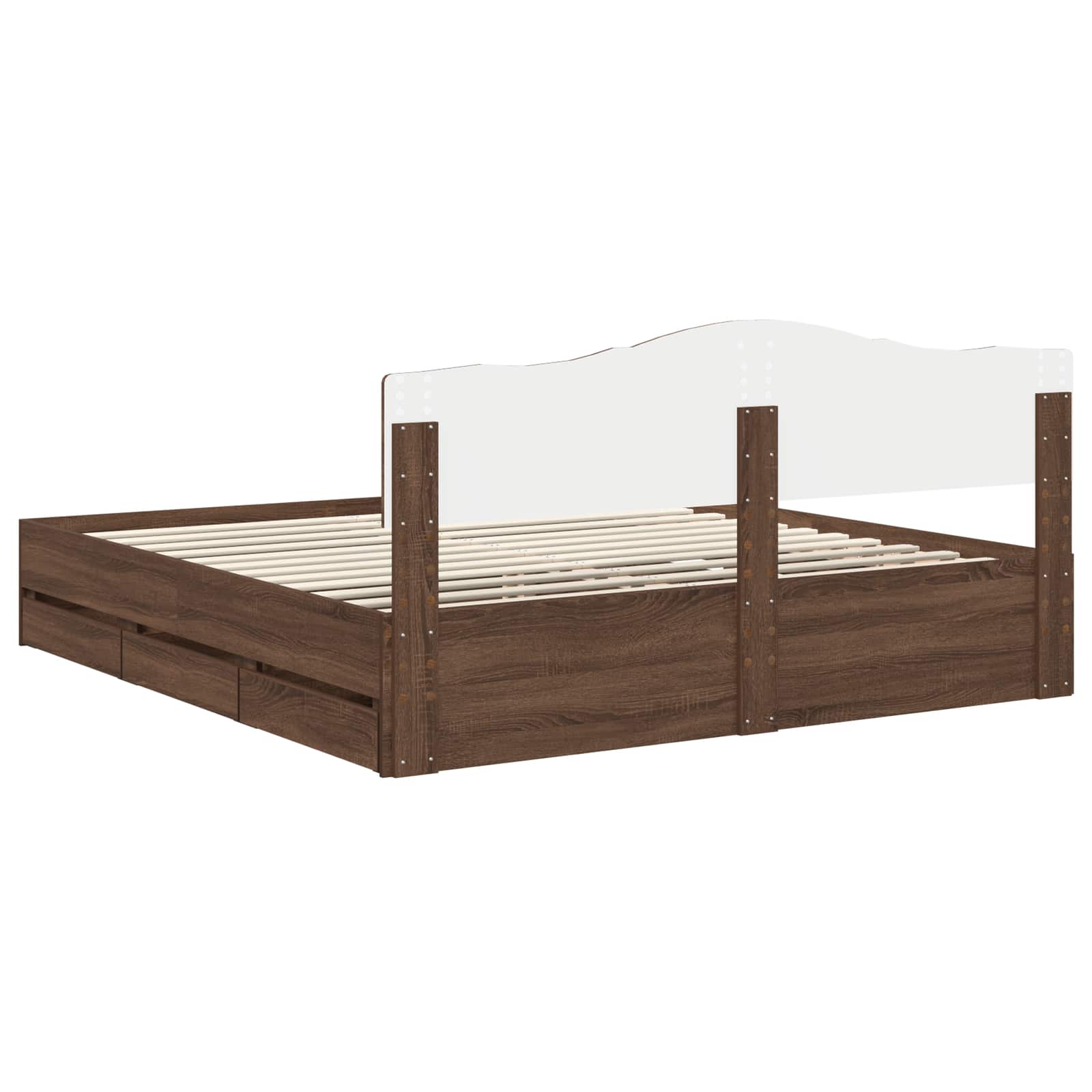 Σκελετός Κρεβατιού Καφέ δρυς 180 x 200 cm Μηχανήματος Ξύλο - Pakobazaar