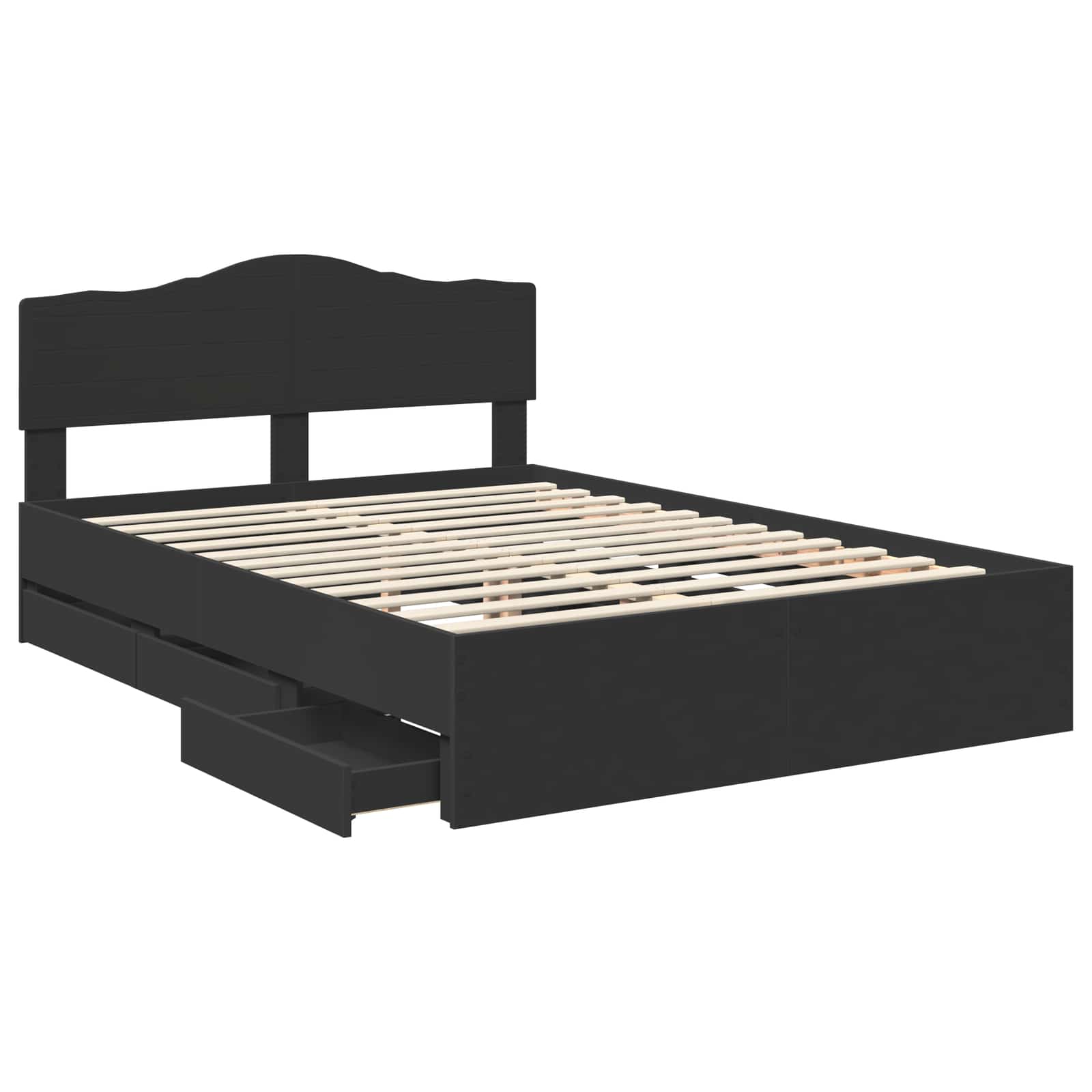 Σκελετός Κρεβατιού Μαύρο 160 x 200 cm Μηχανήματος Ξύλο - Pakobazaar