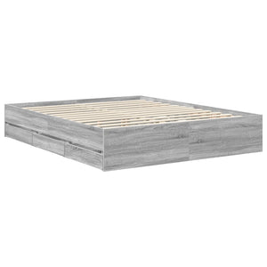 Σκελετός Κρεβατιού Γκρίζο Σονομα 160 x 200 cm Μηχανήματος Ξύλο