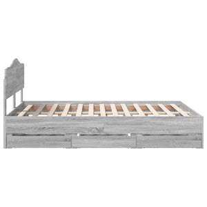 Σκελετός Κρεβατιού Γκρίζο Σονομα 160 x 200 cm Μηχανήματος Ξύλο