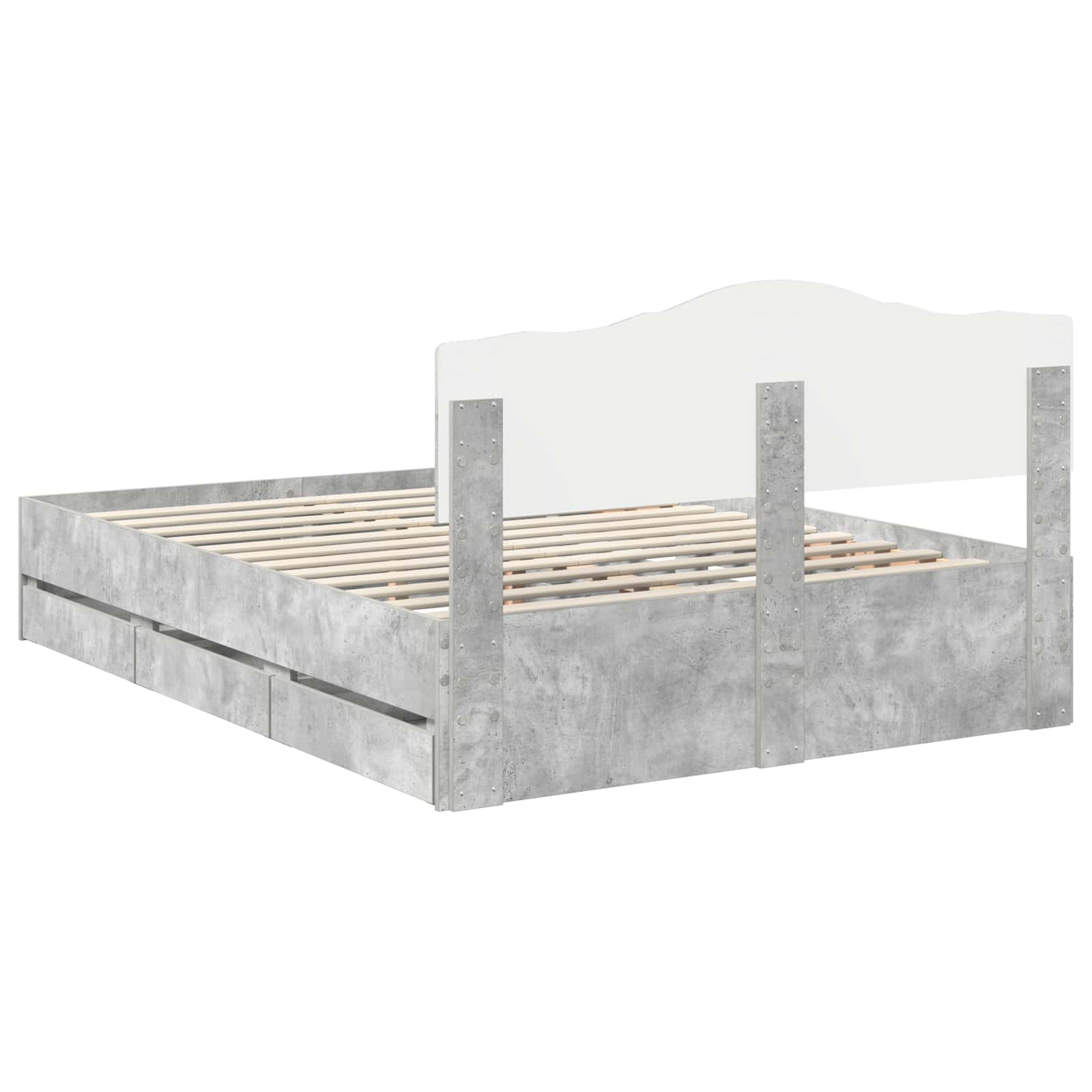 Σκελετός Κρεβατιού Σκυρόδεμα Γκρι 140 x 200 cm Μηχανήματος Ξύλο