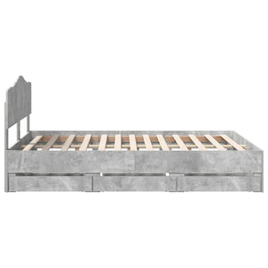 Σκελετός Κρεβατιού Σκυρόδεμα Γκρι 140 x 200 cm Μηχανήματος Ξύλο