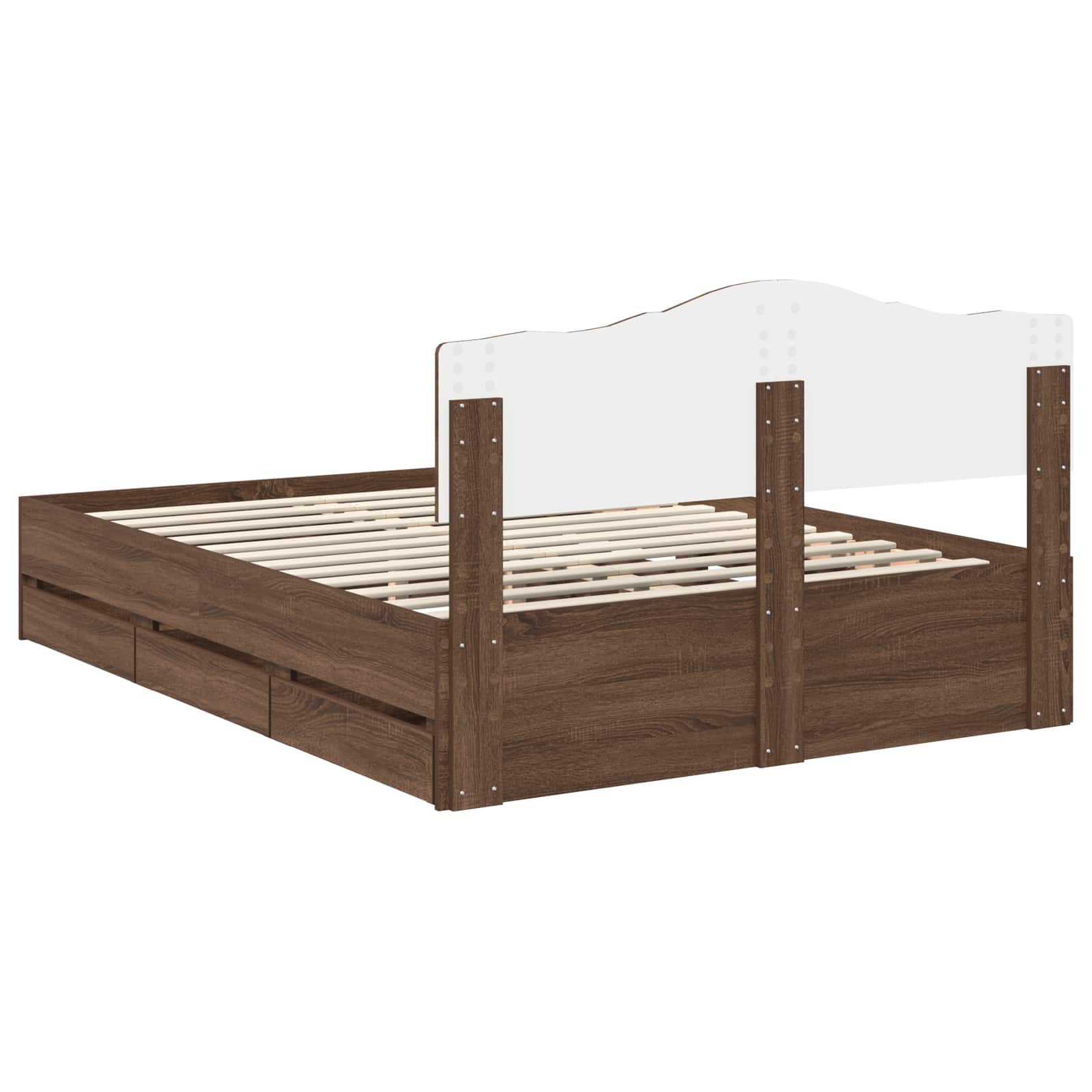 Σκελετός Κρεβατιού Καφέ δρυς 140 x 190 cm Μηχανήματος Ξύλο - Pakobazaar