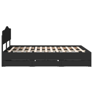 Σκελετός Κρεβατιού Μαύρο 140 x 190 cm Μηχανήματος Ξύλο