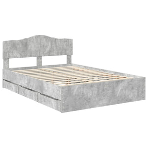 Σκελετός Κρεβατιού Σκυρόδεμα Γκρι 140 x 190 cm Μηχανήματος Ξύλο