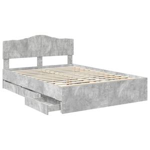 Σκελετός Κρεβατιού Σκυρόδεμα Γκρι 140 x 190 cm Μηχανήματος Ξύλο