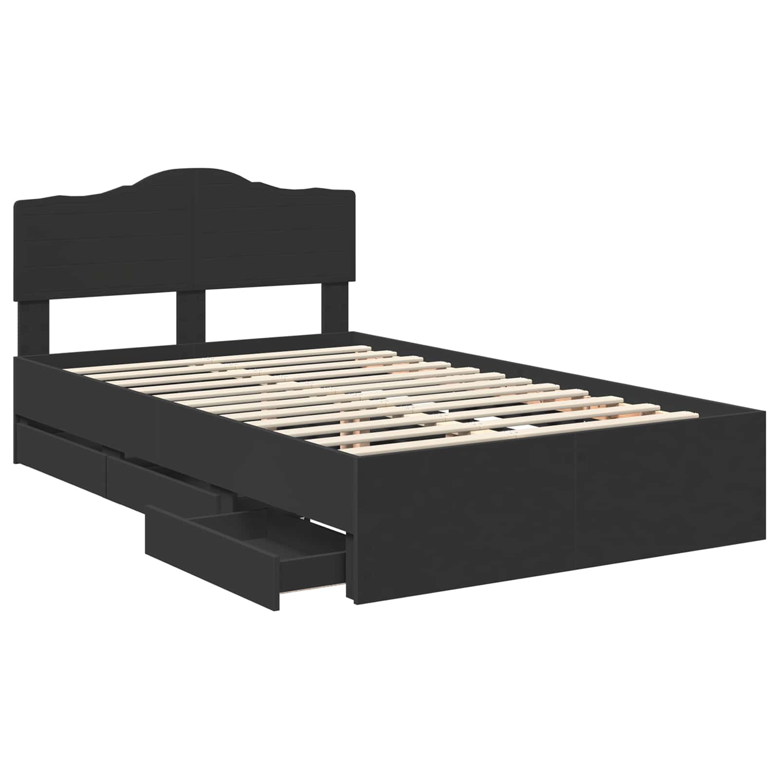 Σκελετός Κρεβατιού Μαύρο 135 x 190 cm Μηχανήματος Ξύλο