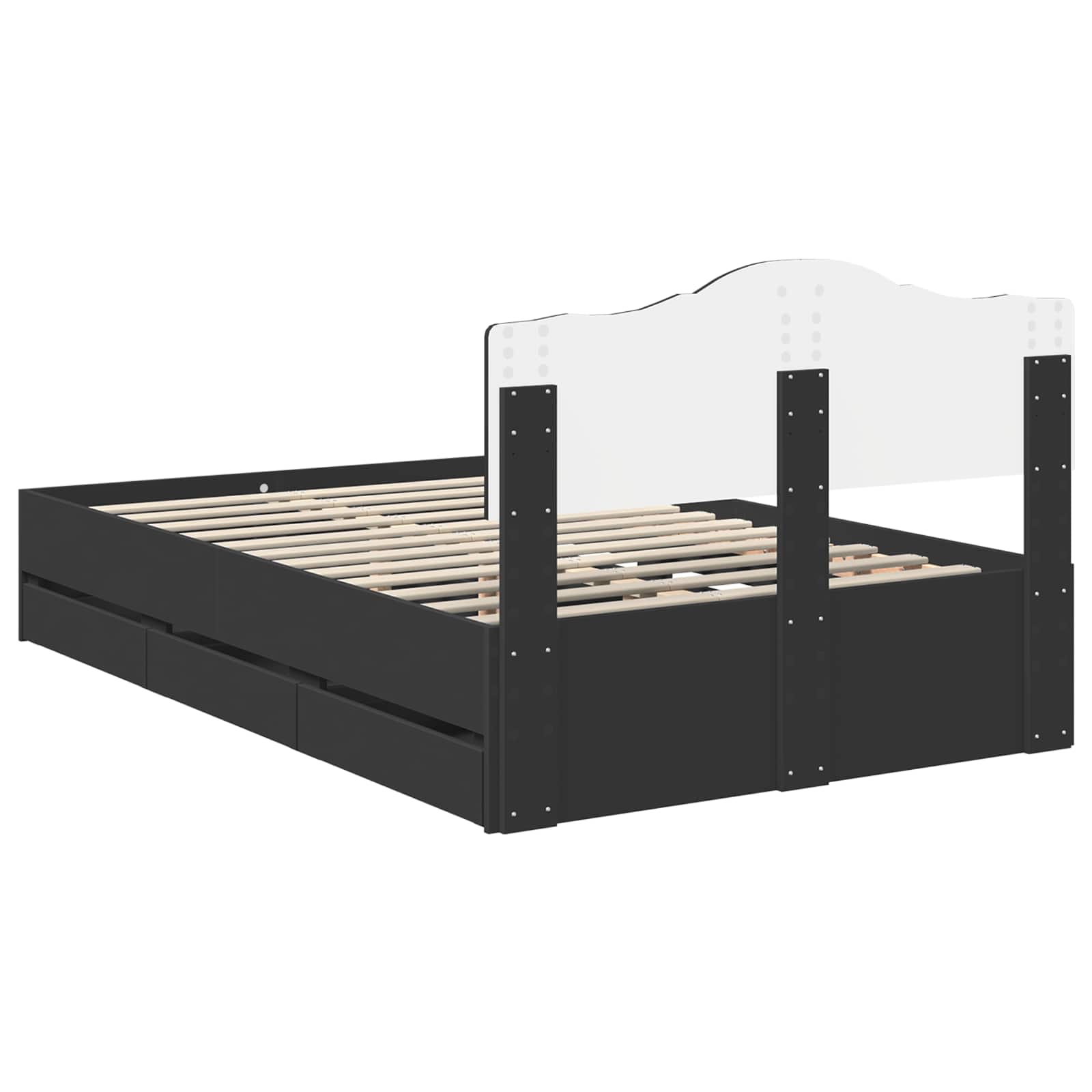 Σκελετός Κρεβατιού Μαύρο 135 x 190 cm Μηχανήματος Ξύλο