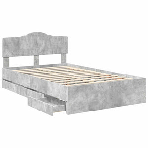Σκελετός Κρεβατιού Σκυρόδεμα Γκρι 135 x 190 cm Μηχανήματος Ξύλο