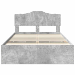 Σκελετός Κρεβατιού Σκυρόδεμα Γκρι 135 x 190 cm Μηχανήματος Ξύλο