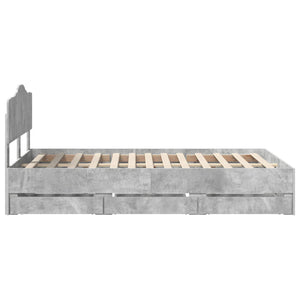 Σκελετός Κρεβατιού Σκυρόδεμα Γκρι 135 x 190 cm Μηχανήματος Ξύλο