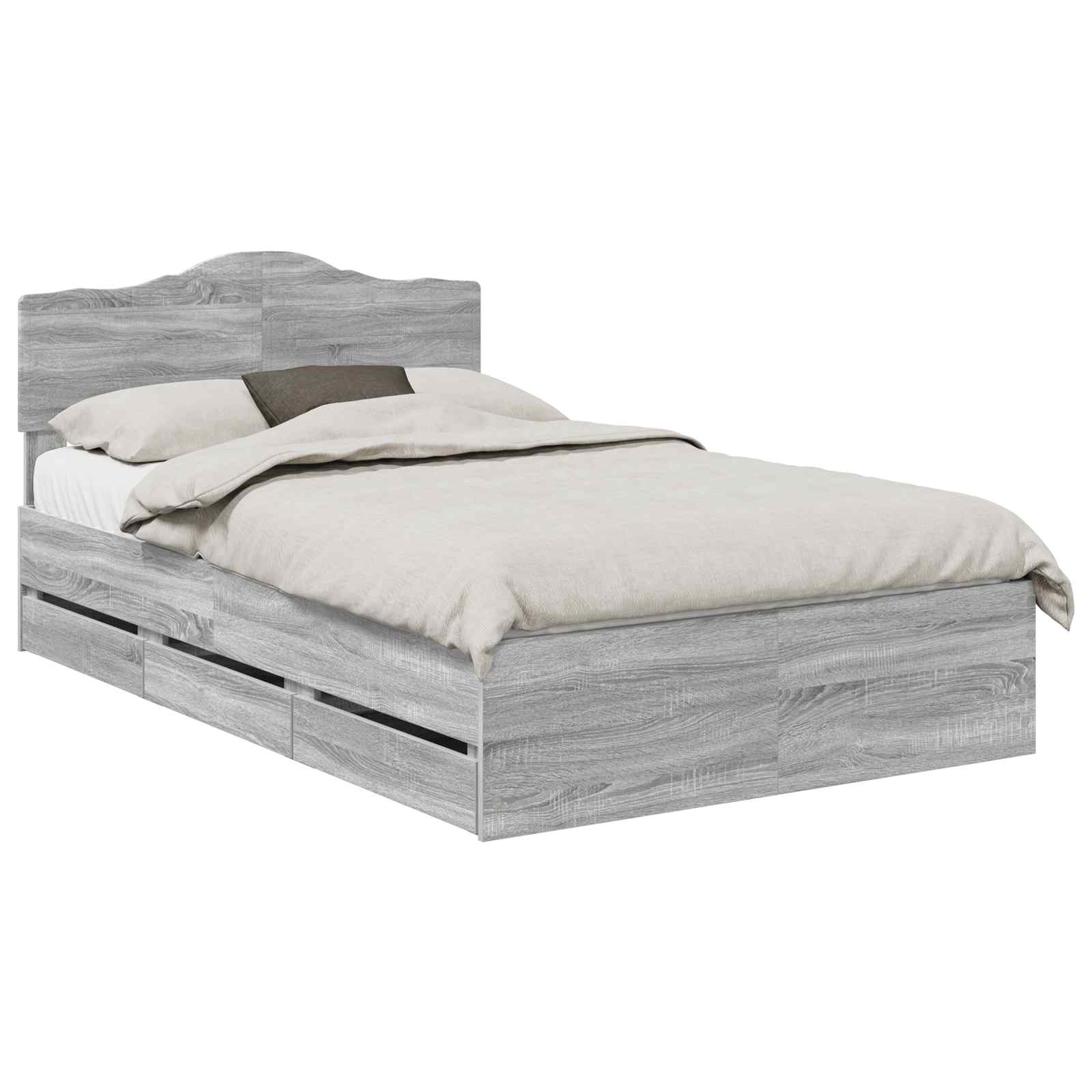Σκελετός Κρεβατιού Γκρίζο Σονομα 135 x 190 cm Μηχανήματος Ξύλο