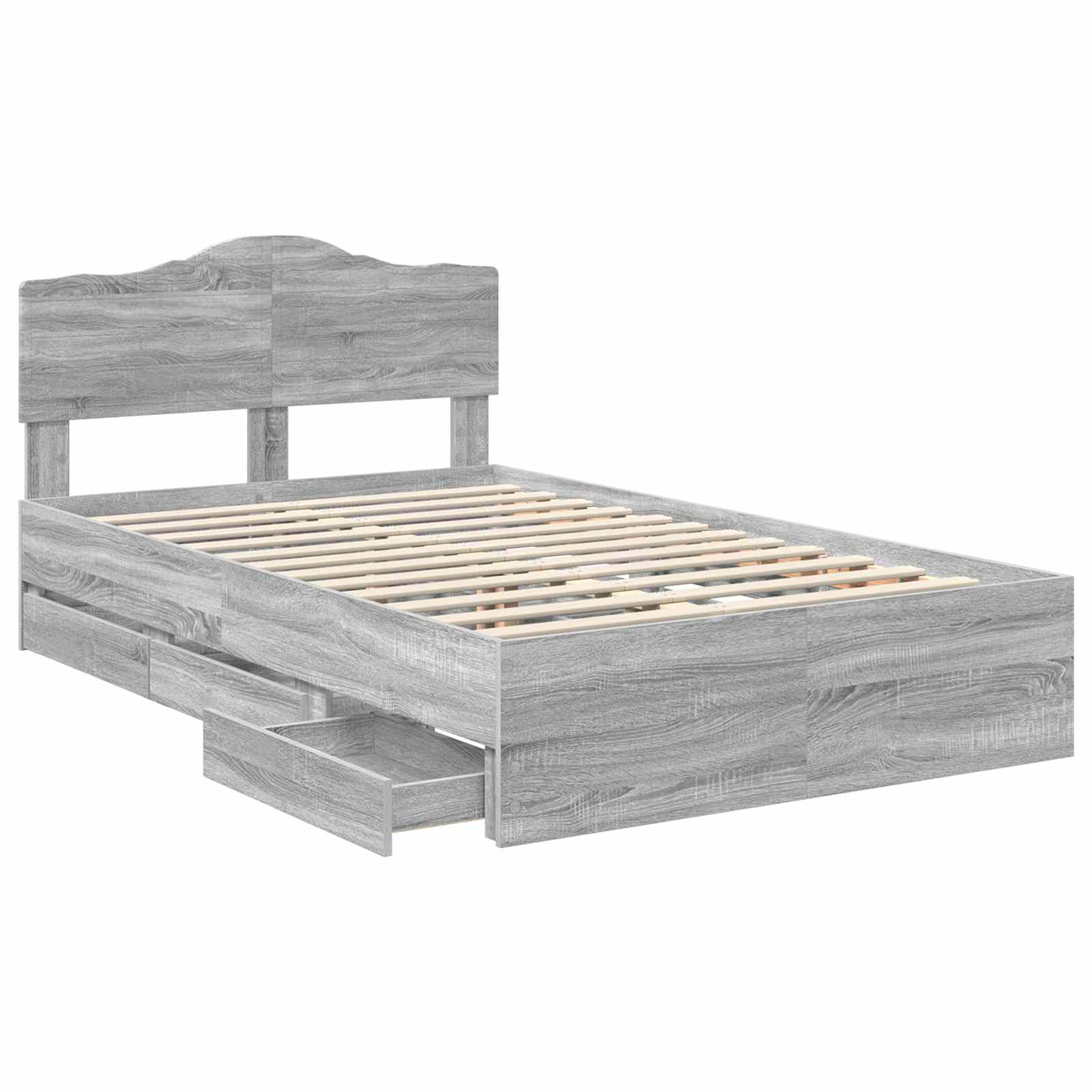 Σκελετός Κρεβατιού Γκρίζο Σονομα 135 x 190 cm Μηχανήματος Ξύλο