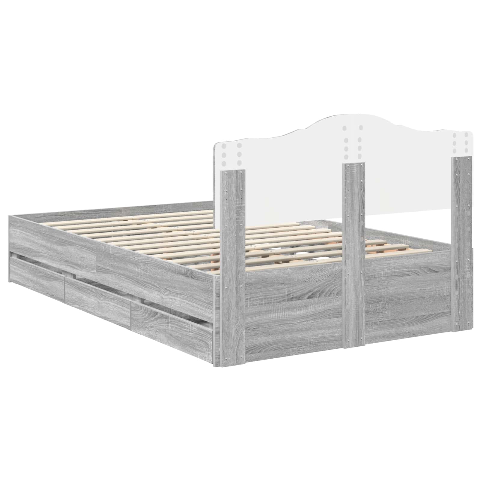 Σκελετός Κρεβατιού Γκρίζο Σονομα 135 x 190 cm Μηχανήματος Ξύλο