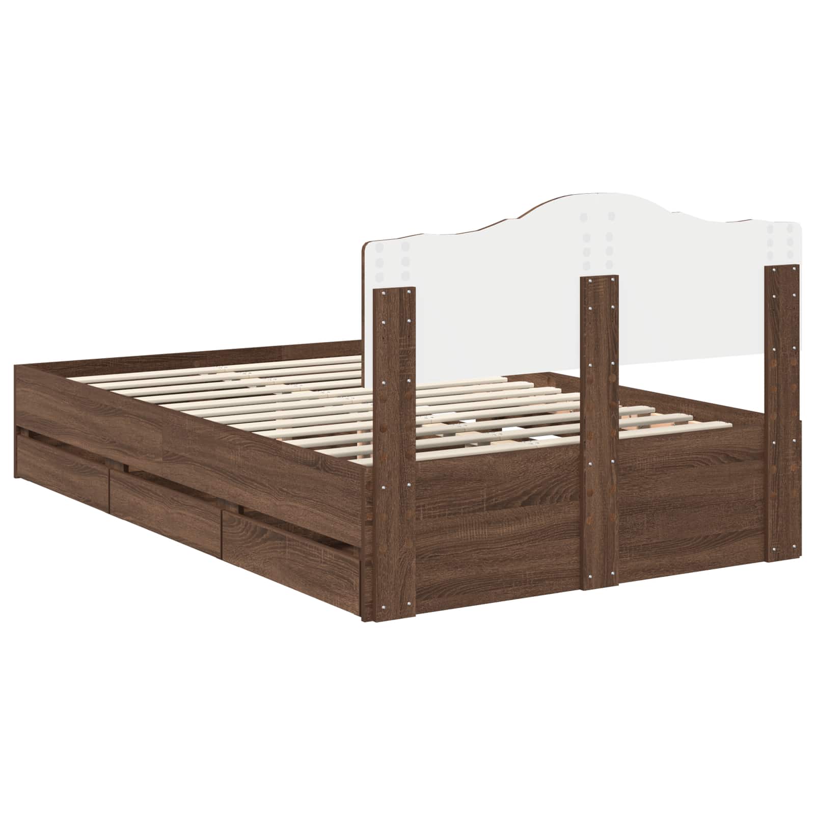 Σκελετός Κρεβατιού Καφέ δρυς 135 x 190 cm Μηχανήματος Ξύλο