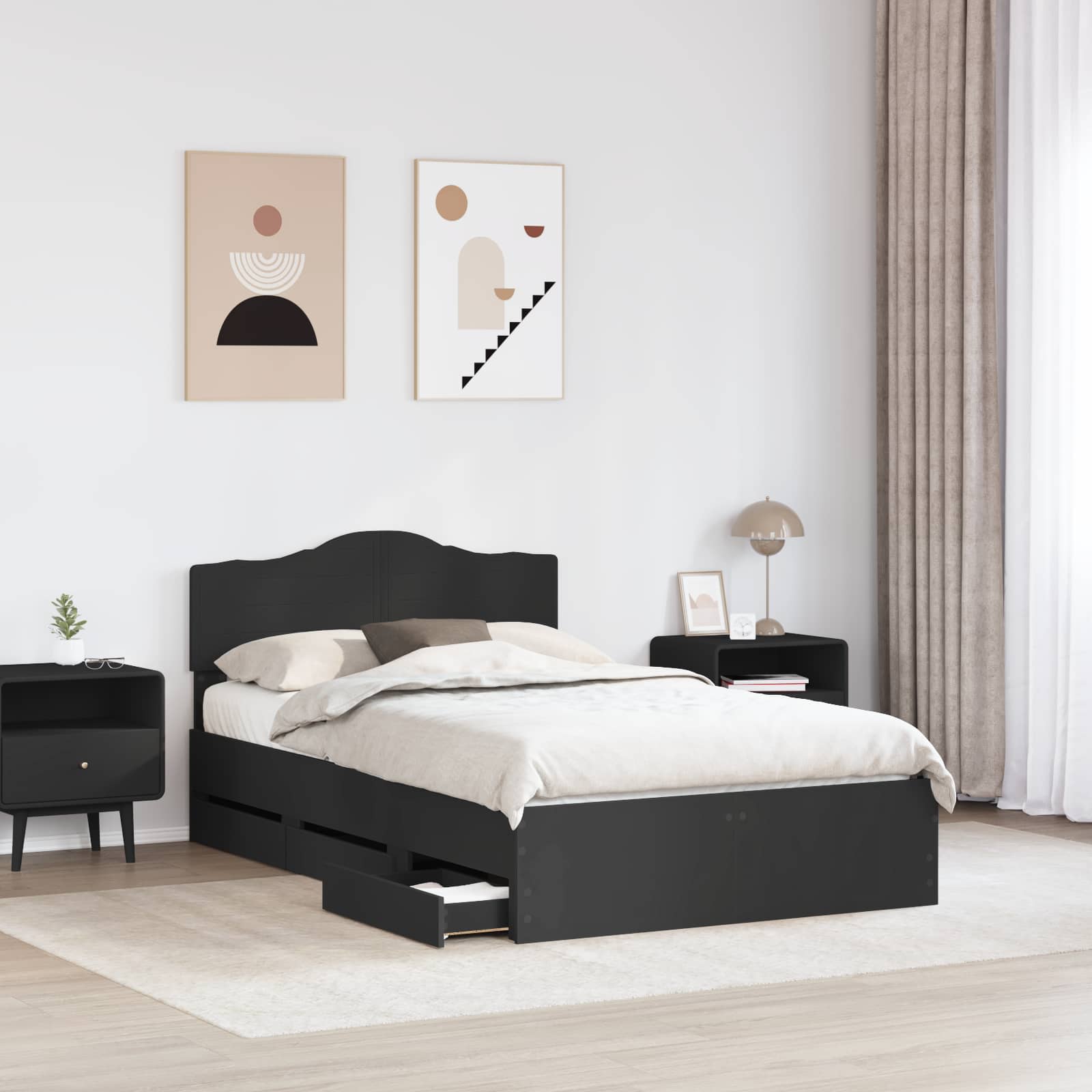 Σκελετός Κρεβατιού Μαύρο 120 x 190 cm Μηχανήματος Ξύλο