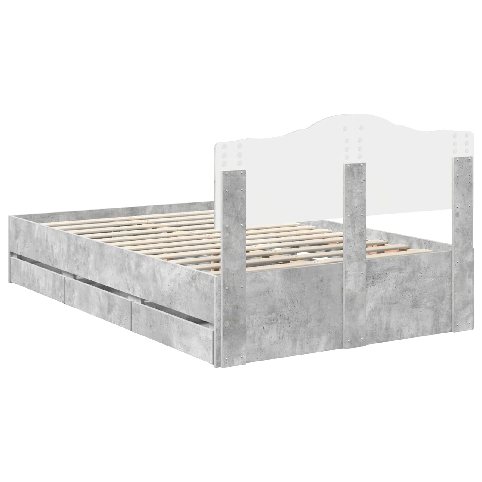 Σκελετός Κρεβατιού Σκυρόδεμα Γκρι 120 x 190 cm Μηχανήματος Ξύλο