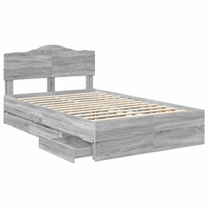 Σκελετός Κρεβατιού Γκρίζο Σονομα 120 x 190 cm Μηχανήματος Ξύλο