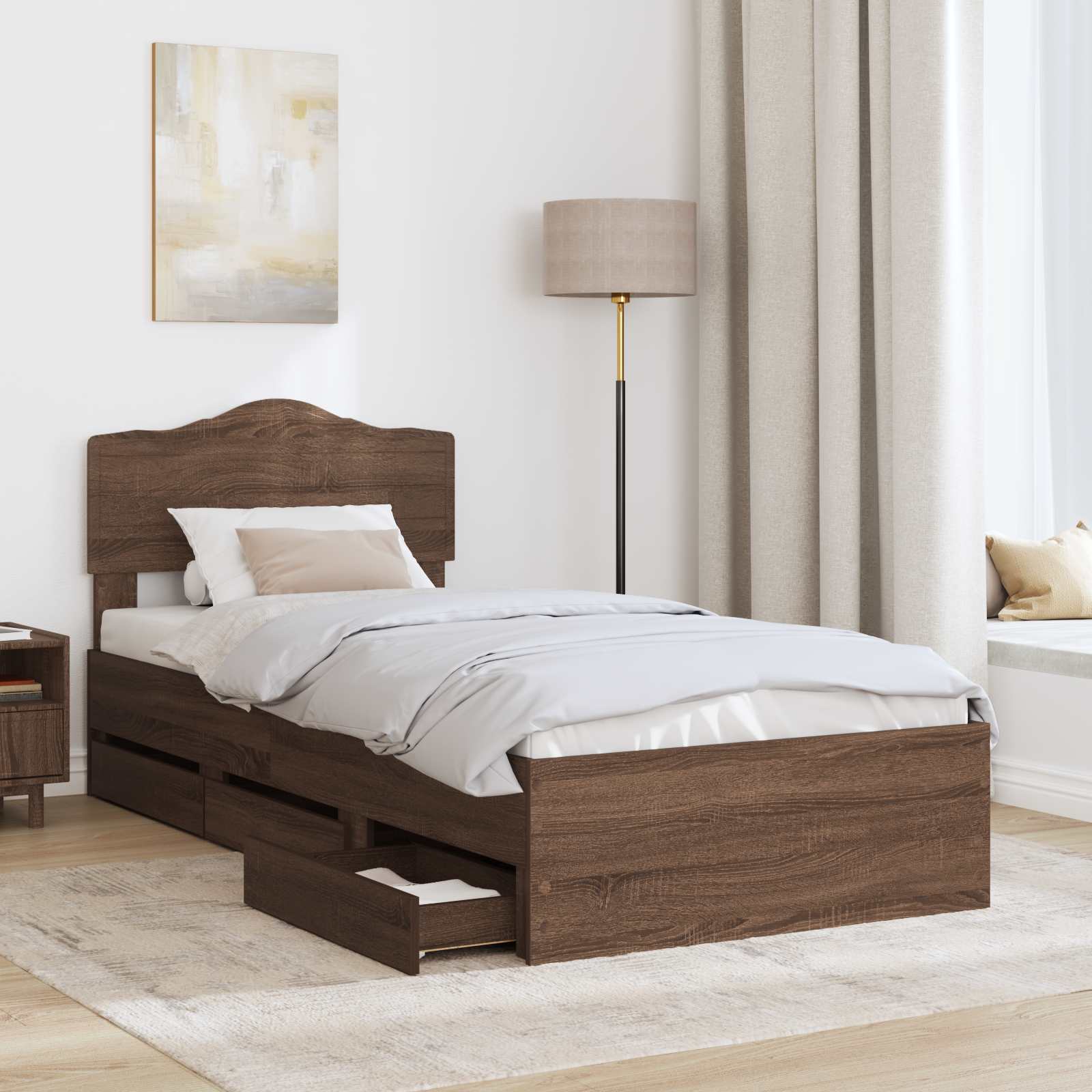 Σκελετός Κρεβατιού Καφέ δρυς 90 x 200 cm Μηχανήματος Ξύλο