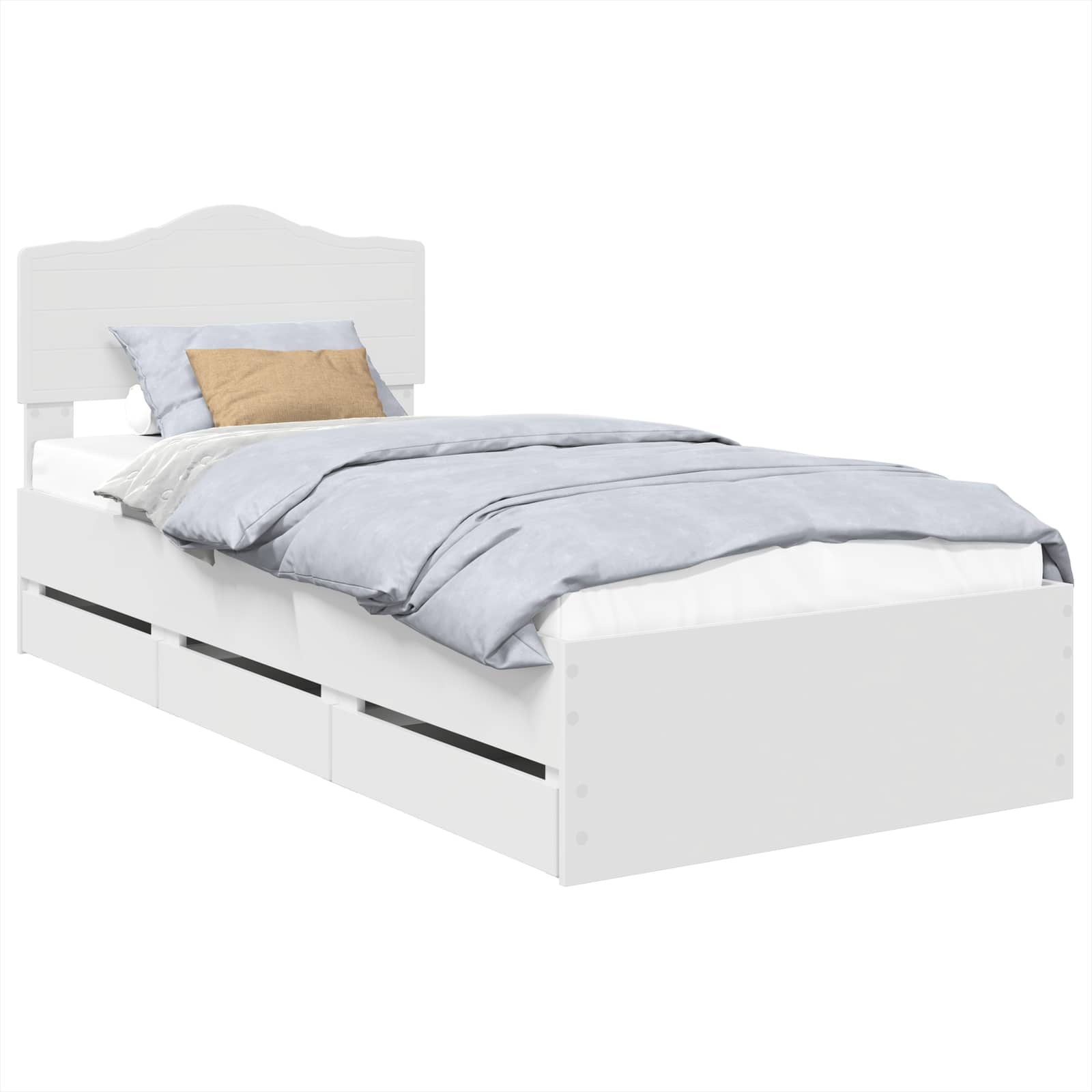 Σκελετός Κρεβατιού Λευκό 90 x 200 cm Μηχανήματος Ξύλο - Pakobazaar