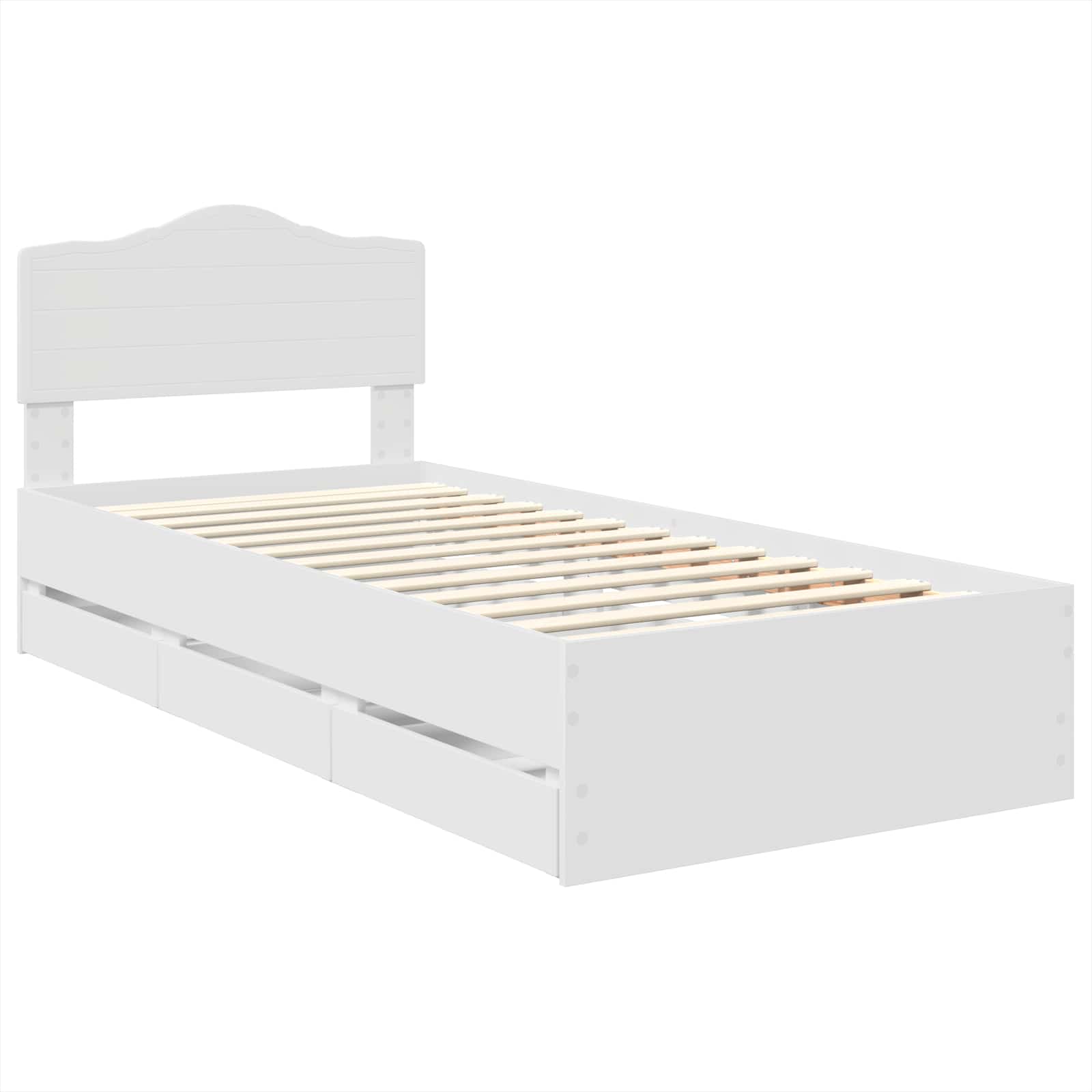 Σκελετός Κρεβατιού Λευκό 90 x 200 cm Μηχανήματος Ξύλο - Pakobazaar