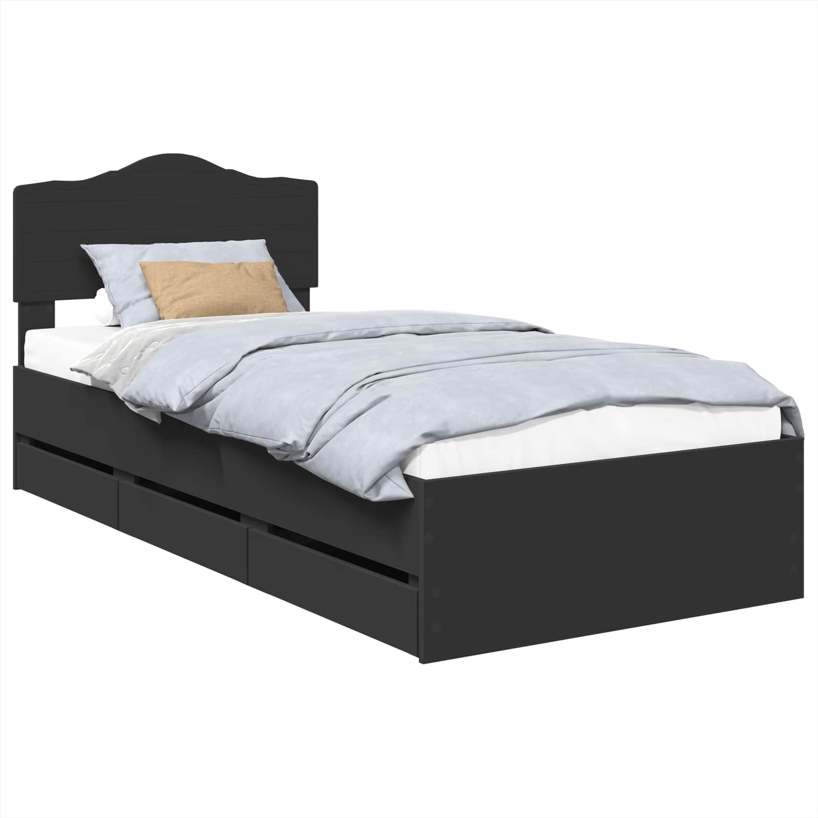 Σκελετός Κρεβατιού Μαύρο 90 x 190 cm Μηχανήματος Ξύλο