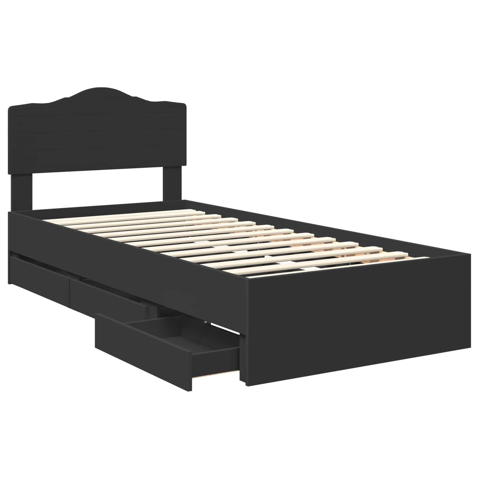 Σκελετός Κρεβατιού Μαύρο 90 x 190 cm Μηχανήματος Ξύλο